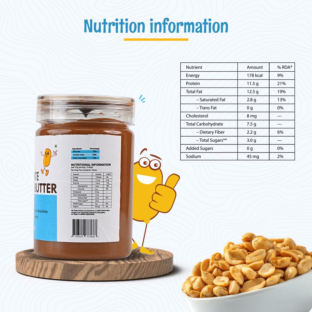 ANAVRIN Chocolate Peanut Butter with Whey, 400gm | High Protein Creamy Butter | No Added Sugar | 100% Roasted Peanuts Healthy Spread | Rich in Vitamin E, Magnesium & Potassium | Gluten Free