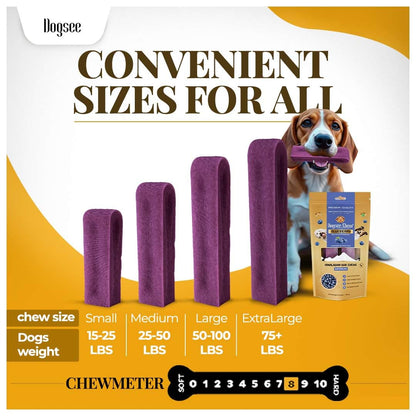 Dogsee Flavored Himalayan Yak Cheese Dental Chews for Dogs 140g (Medium - 2 Chews) | for Healthy Skin & Coat | No Grain, No Gluten | Odorless Dog Treats (Medium, Blueberry)
