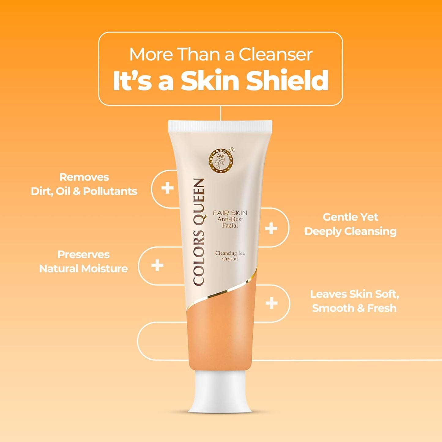 Colors Queen Anti Dust Facial Cleanser | Instant Dirt Removal Face Wash for Glowing Skin | Face Cleanser for Men and Women with Cleansing Ice Crystal Formula (50 gram)