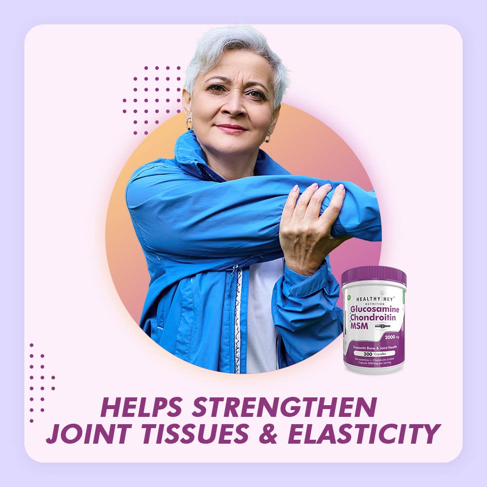 Zephivo HealthyHey Nutrition Double Strength Glucosamine Chondroitin and MSM for Cartilage; Joint and Bone 300 Capsules
