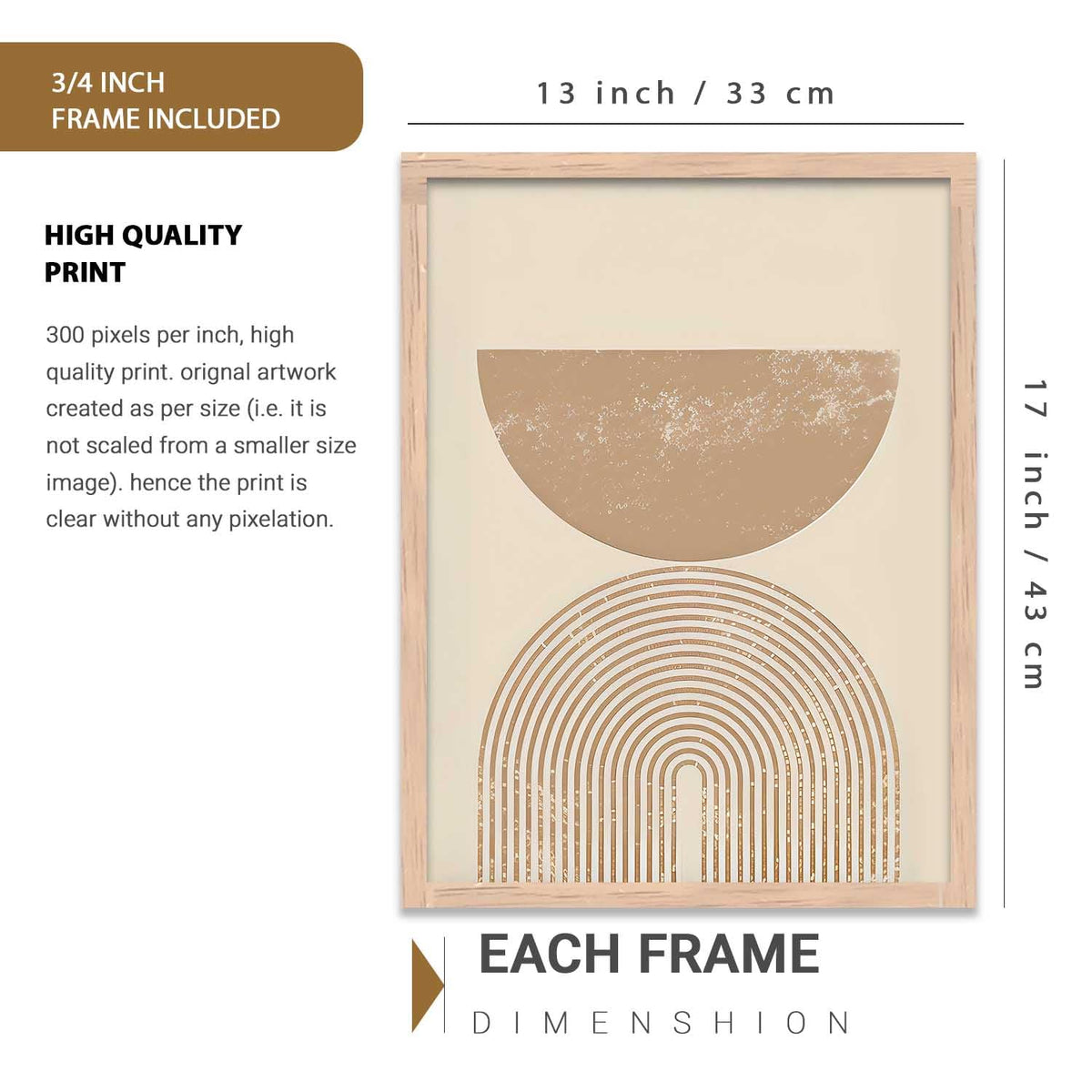 Boho Art Home Decoration Painting | Paintings With Frame For Living Room Bed Room Hotel Wall Decor Digital Reprint Set of 3 (13X17 inch)