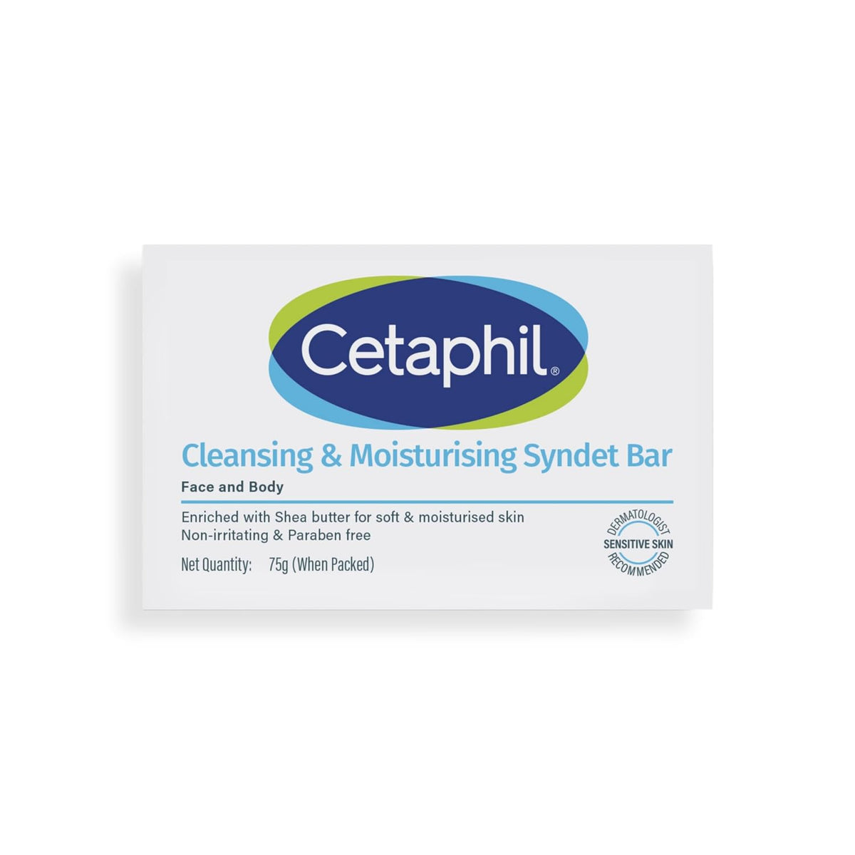Cetaphil Cleansing and Moisturising Syndet Bar, Shea Butter,For Face & Body, Sensitive skin, 75g