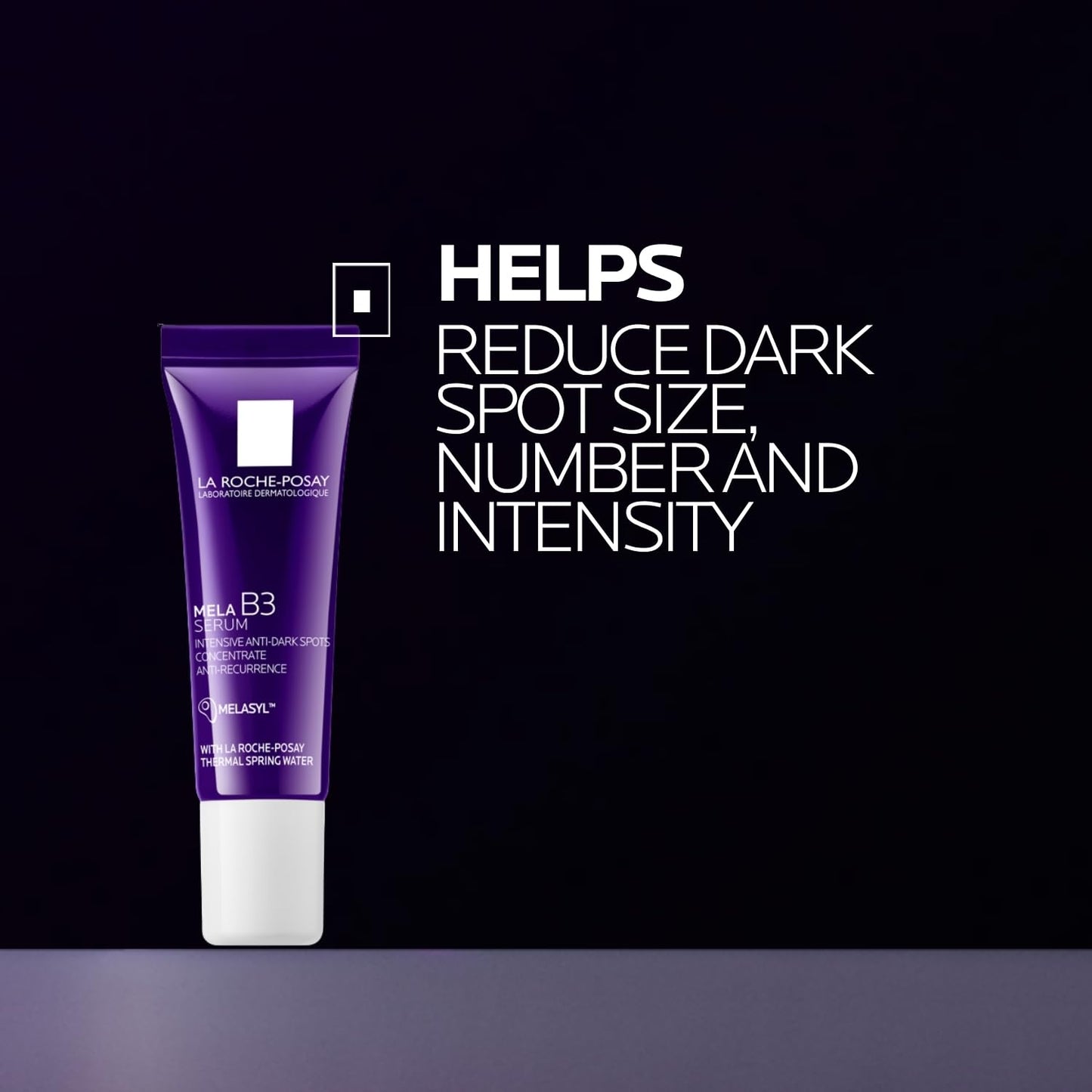 La Roche-Posay tube with text on a dark background