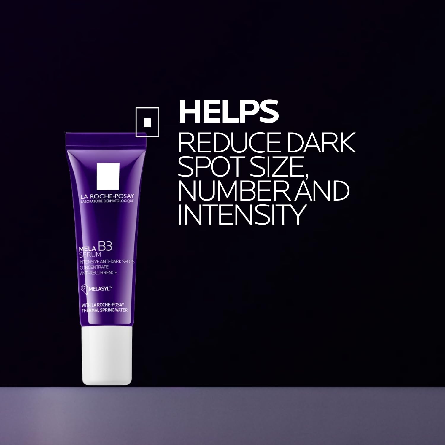 La Roche-Posay tube with text on a dark background