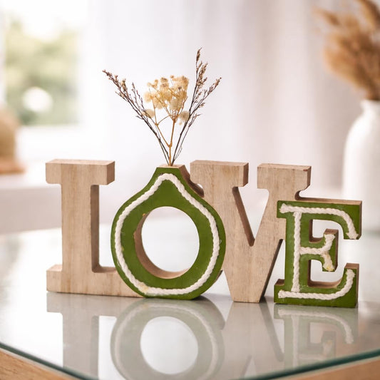CraftVatika Home Decoration Items for Living Room, Wooden Decorative Showpiece for Home Decor, Tabletop LOVE Word Sign Showpiece, Housewarming Wedding Anniversary Birthday Gift for Men Women