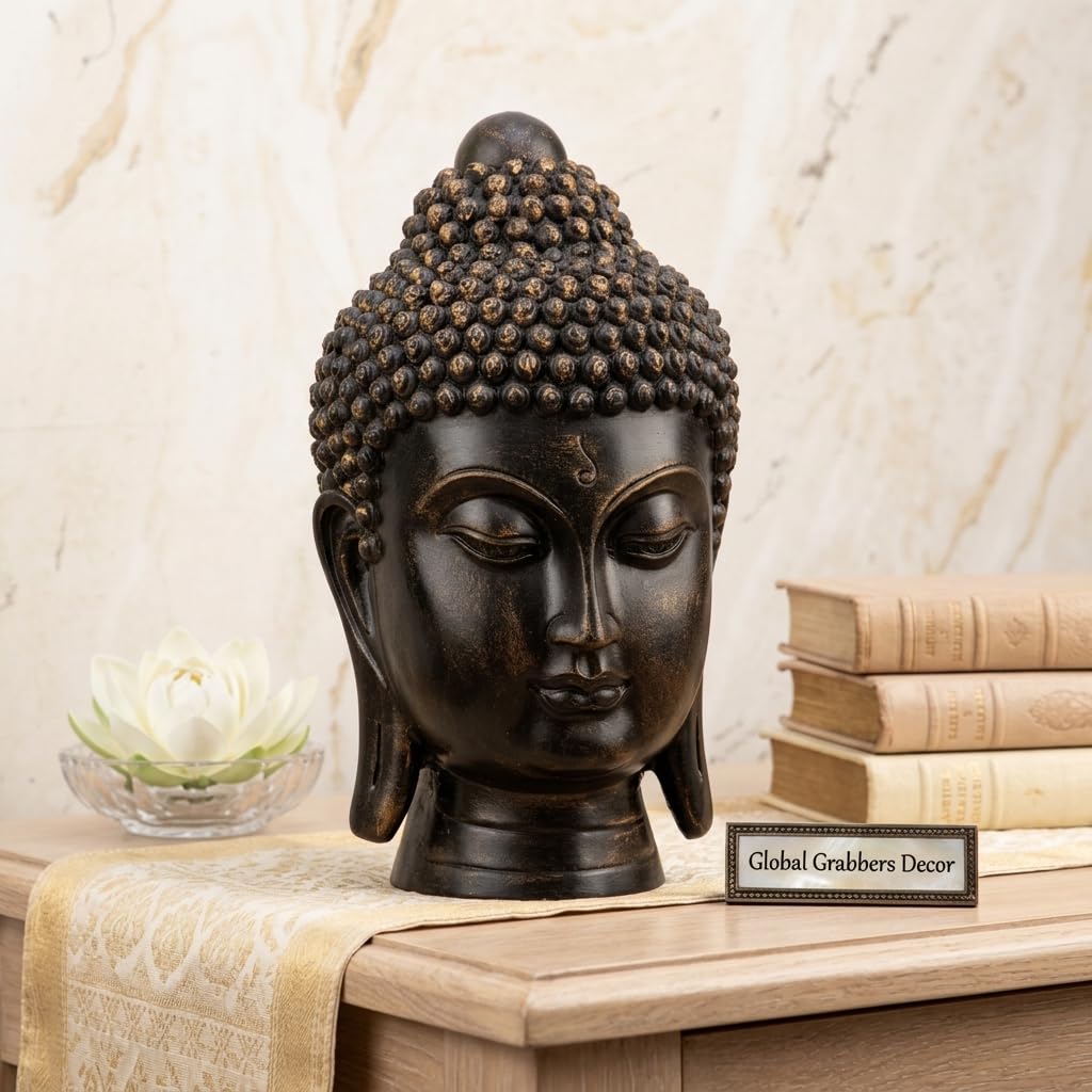 Buddha Idol Statue | Show Pieces for Home Decor Living Room (Antique Golden)