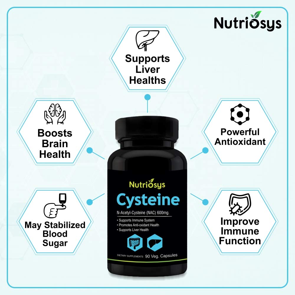 Nutriosys Cysteine 600mg (90 Veg Capsules), Supports immune system