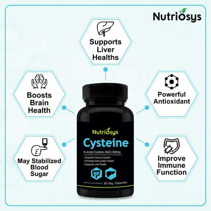 Nutriosys Cysteine 600mg (90 Veg Capsules), Supports immune system