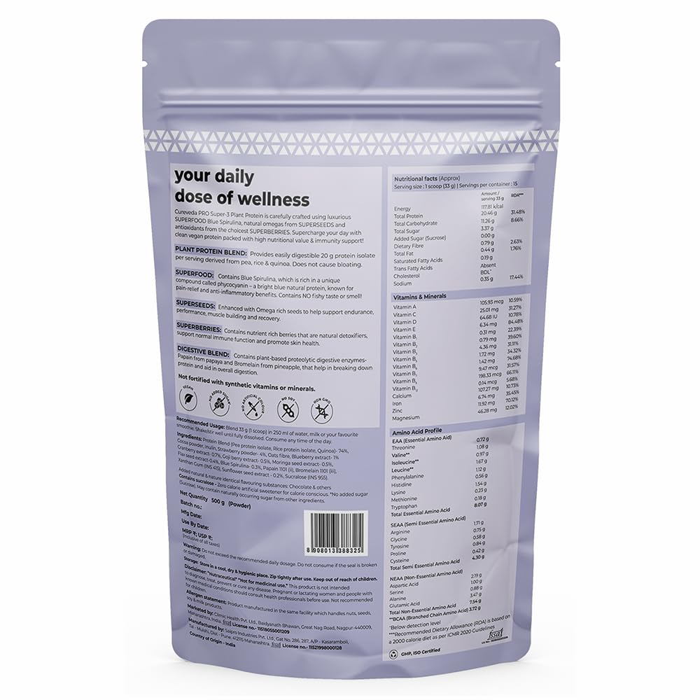Supplement package with nutritional information on a white background