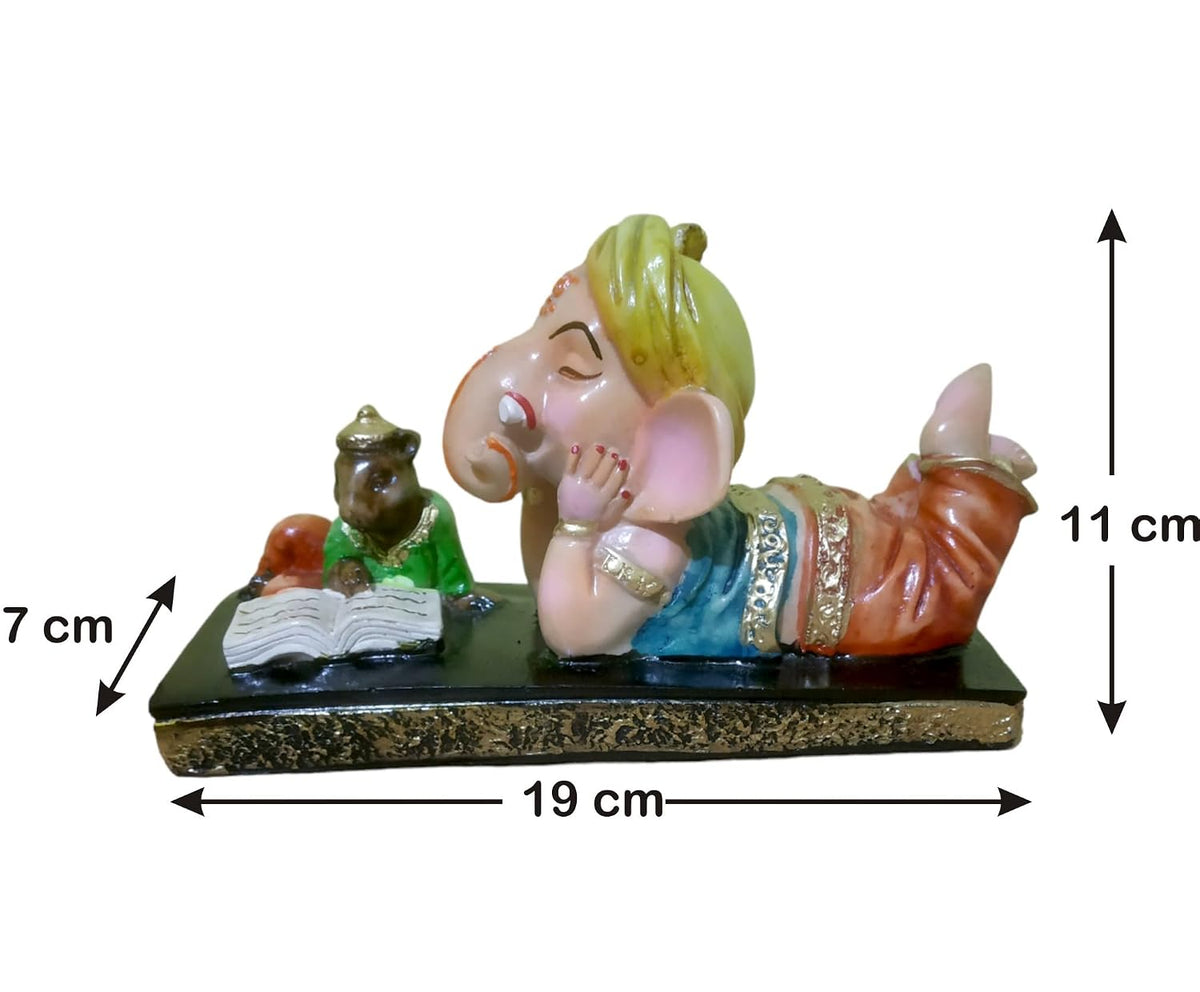 Ganesha Ganesh Ganpati Gajanan Statue Idol Murti Gift Item Decorative Showpiece Multicolor Polyresin Pack of 1 (B007)