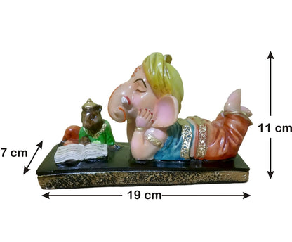 Ganesha Ganesh Ganpati Gajanan Statue Idol Murti Gift Item Decorative Showpiece Multicolor Polyresin Pack of 1 (B007)