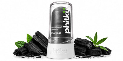 Phitku Crystal Roll On with Charcoal Extract | Natural Alum | Brightens Dark Underarms, Controls Body Odour | Fragrance-Free & Alcohol Free | Men & Women | 100g