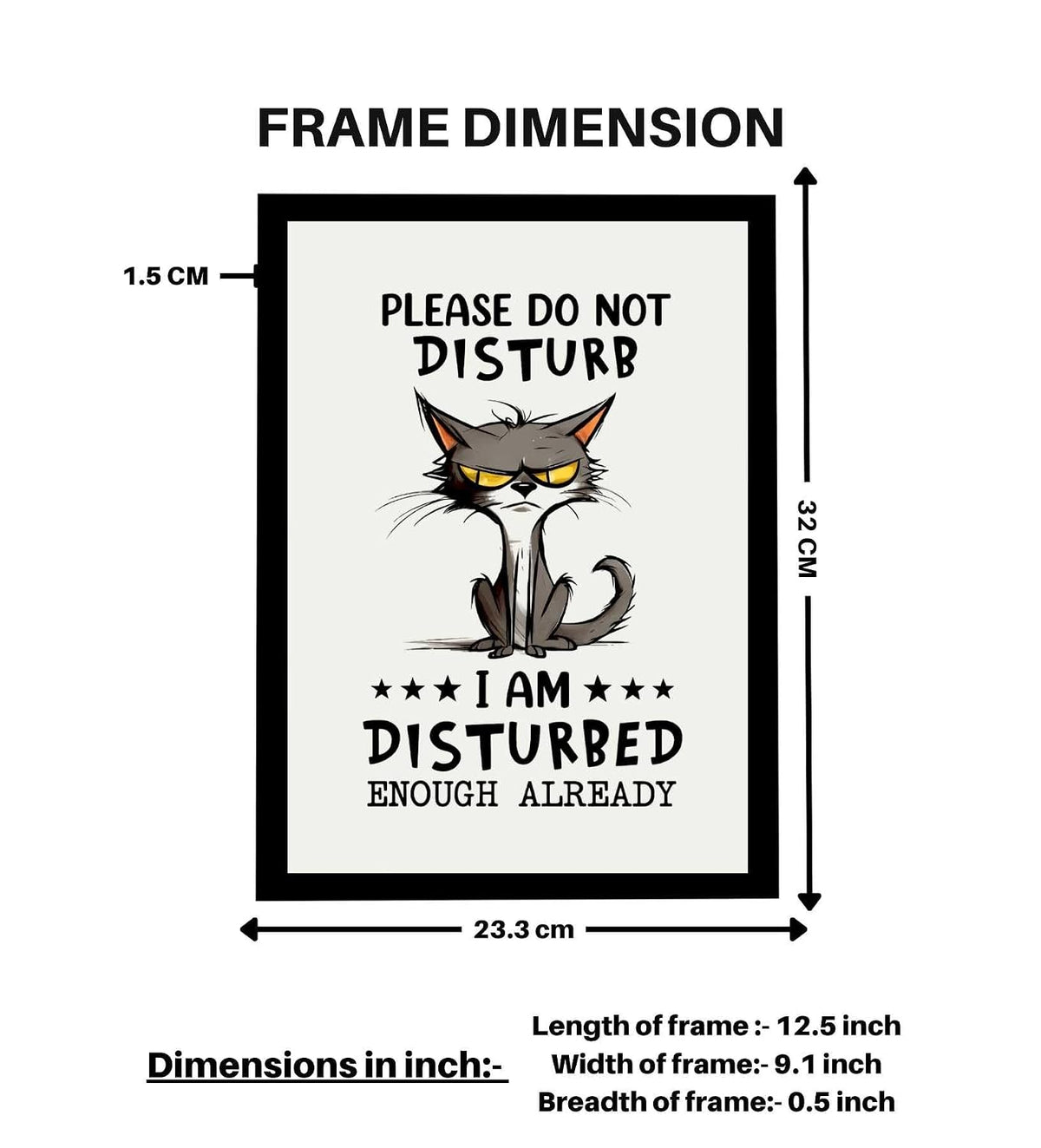 Please Do Not Disturb Cat Wall Art, Framed Poster, Funny Grumpy Cat Quote, Ready to Hang Humorous Quote Poster for Home & Office Décor, Quirky Gift for Cat Lovers Housewarming
