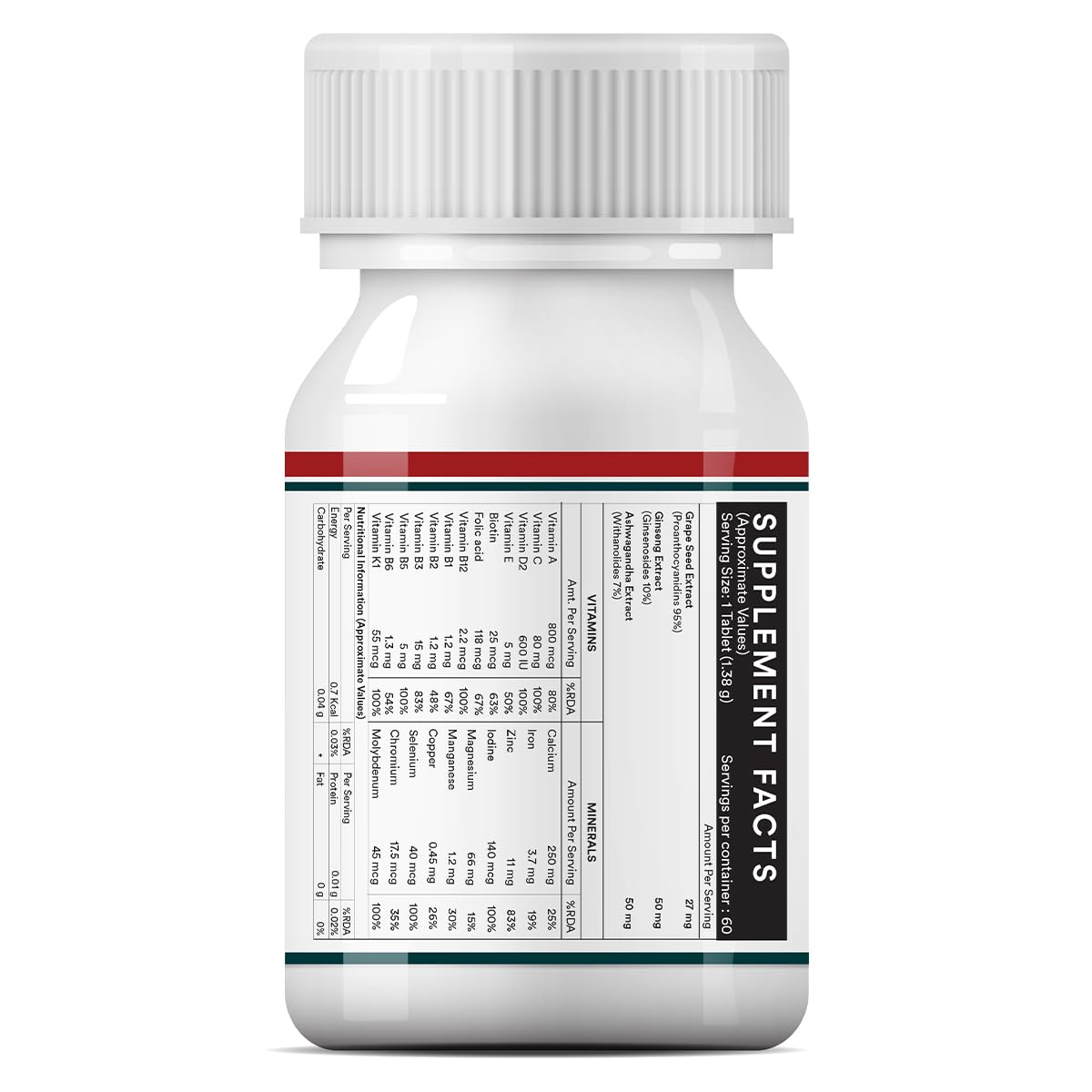 INLIFE Multivitamin Tablets for Men | Enriched with Zinc, Vitamin C, Vitamin D3, and Essential Minerals | Supports Energy, Stamina, and Immunity | Overall Health & Wellness - 60 Tablets