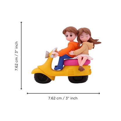 eCraftIndia Romantic Miniature Love Couple Statue on Scooter | Valentine Gift for Girlfriend Boyfriend Husband Wife Her Him | Valentine Decoration Items | Happy Birthday Cake Topper