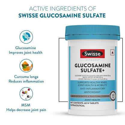 Zephivo Swisse Glucosamine Sulfate+ (60 Serving Pack, Only One Tablet Per Serving) - Higher Absorption Glucosamine - Supports Healthy Joints, Bones & Cartilage