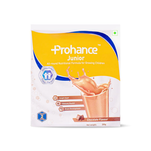 Prohance Junior All Round Nutritional Chocolate Drink for Kids - 200g | Supports Growth, Brain Development, & Immunity | Triple Protein Blend, DHA, 37 Vital Nutrients