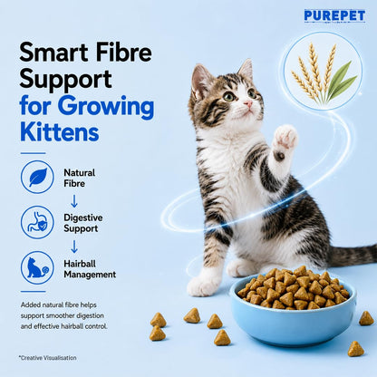 Purepet Kitten Dry Cat Food 1.2kg | Ocean Fish Flavour | Supports Active Behaviour | Hairball Control | Urinary Tract Health | Nutrient-Rich with Essential Minerals