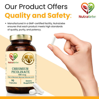 Nutraliebe Chromium Picolinate 400mcg- Optimal Blood Sugar Support, 90 Capsules