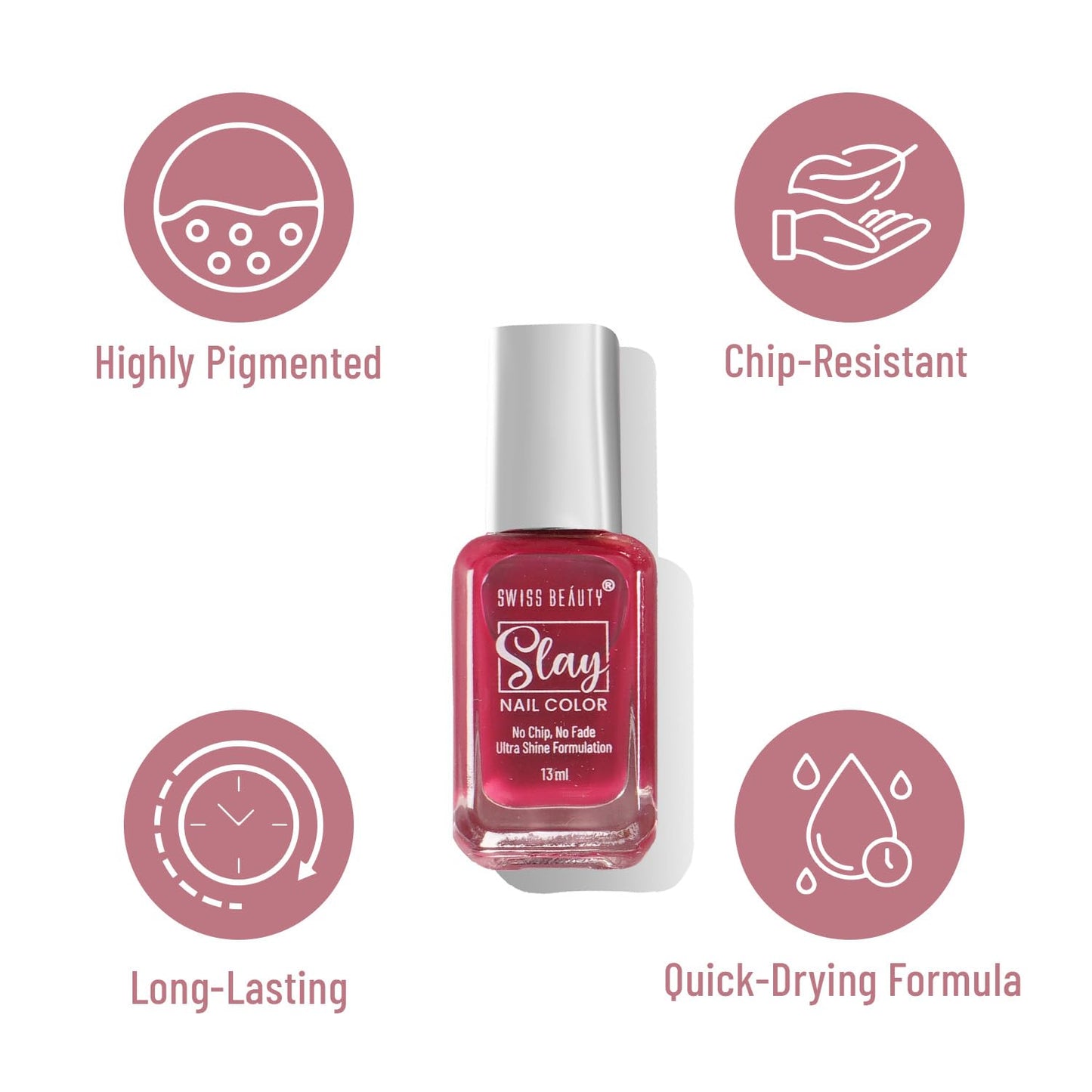 Swiss Beauty Slay Nail Colour – Vibrant, Glossy & Long-Lasting - 13 ML, Classic Cream
