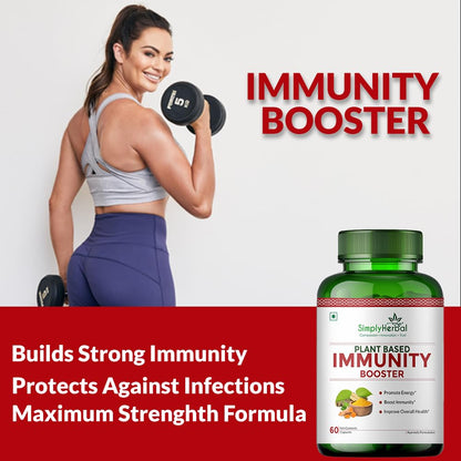 Simply Herbal Plant Based Organic Immunity Booster Capsules for Men & Women, Immunity Blend of Giloy, Haldi, Ashwagandha, Aloe Vera, Laung, Shatawari and Natural Herbs Heath Dietary Supplement, 60 Capsules