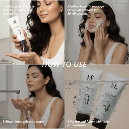 Miloé Lumi Rinse Face Wash 100ml | Korean Brightening Cleanser | Daily Care with Rice Ferment, Green Tea & Niacinamide | Sulfate-Free for Glowing, Even-Toned Skin | Non-Comedogenic | All Skin Type
