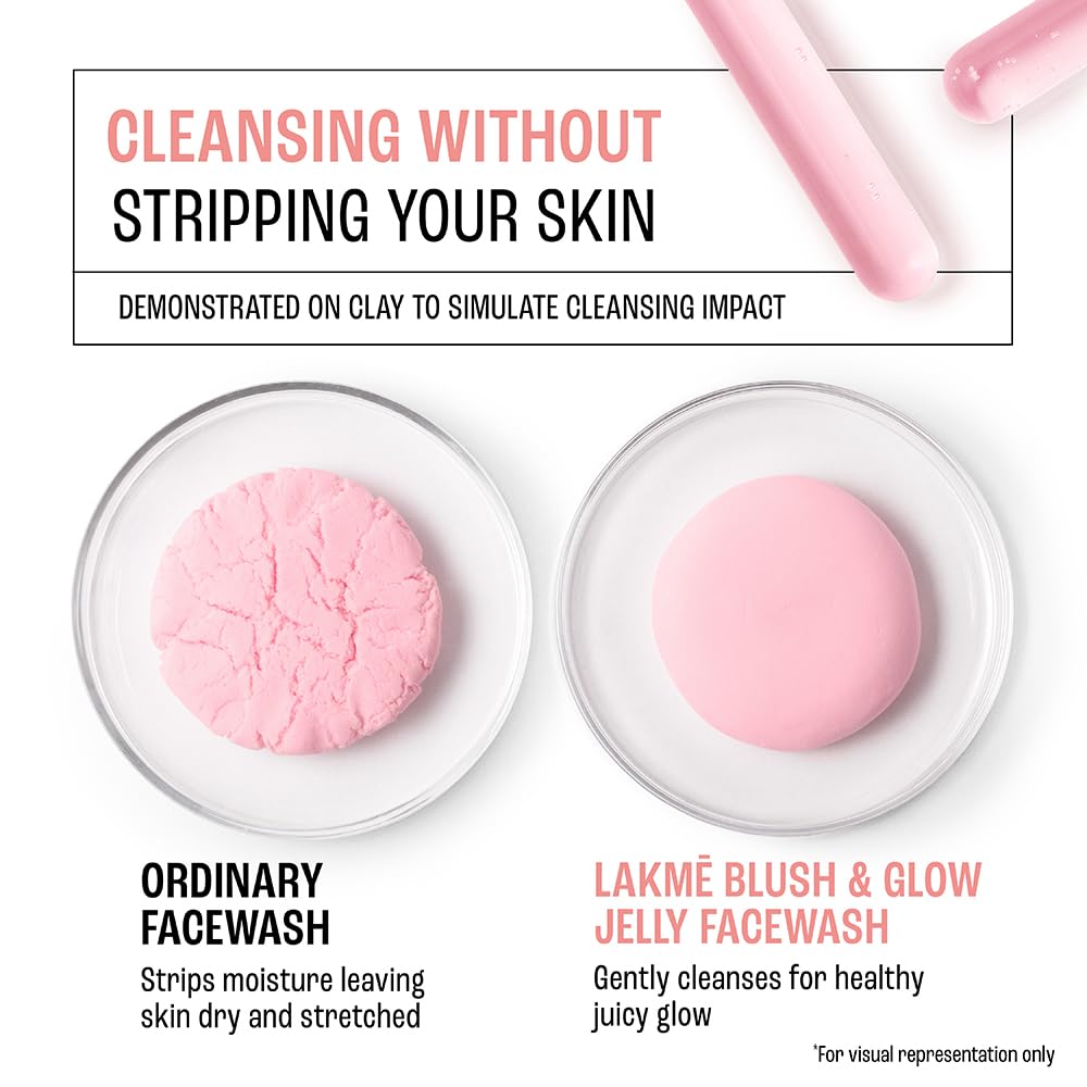 LAKME Blush & Glow, Gentle Jelly Face Wash, 100 g, for Fresh Visible Glow, with Avocado Matcha & Salicylic Acid, Unclogs Pores Effectively, Ideal for Oily & Combination Skin