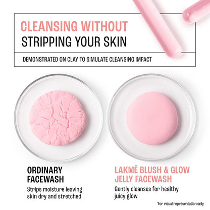 LAKME Blush & Glow, Gentle Jelly Face Wash, 100 g, for Fresh Visible Glow, with Avocado Matcha & Salicylic Acid, Unclogs Pores Effectively, Ideal for Oily & Combination Skin