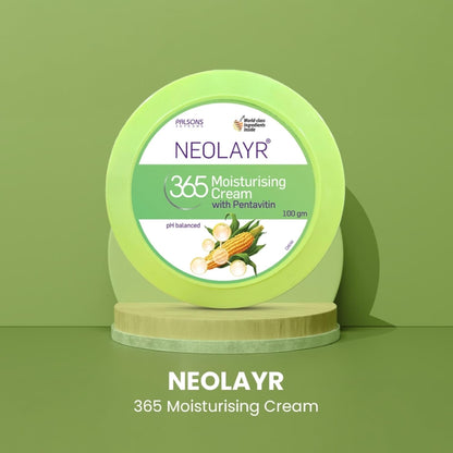 NEOLAYR 365 Daily Moisturising Cream I Deep Hydration with Pentavitin & Glycerin I Aloe Vera I pH Balanced, Dermatologist Approved I For Dry, Sensitive Skin I 100 GM