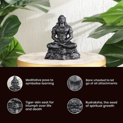 Shivji Idol for Car Dashboard, Home Temple & Office Desk | Compact Resin Mahadev Murti for Puja Room, Table Decor & Spiritual Gift | Small Lord Shiva Statue (Meditating Adiyogi)