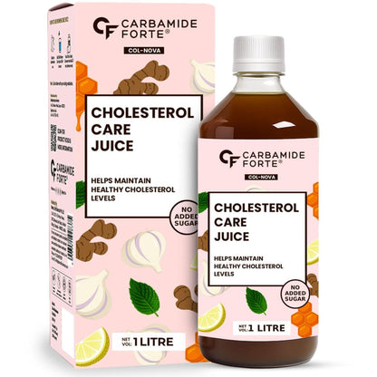 Carbamide Forte Ayurvedic Cholesterol Care Juice - 1L | Cholestrol Juices that Contains Honey, Apple Cider Vinegar, Ginger, Garlic; Helps In Digestion | Sugar free Cholesterol Care Juice 1000 ml