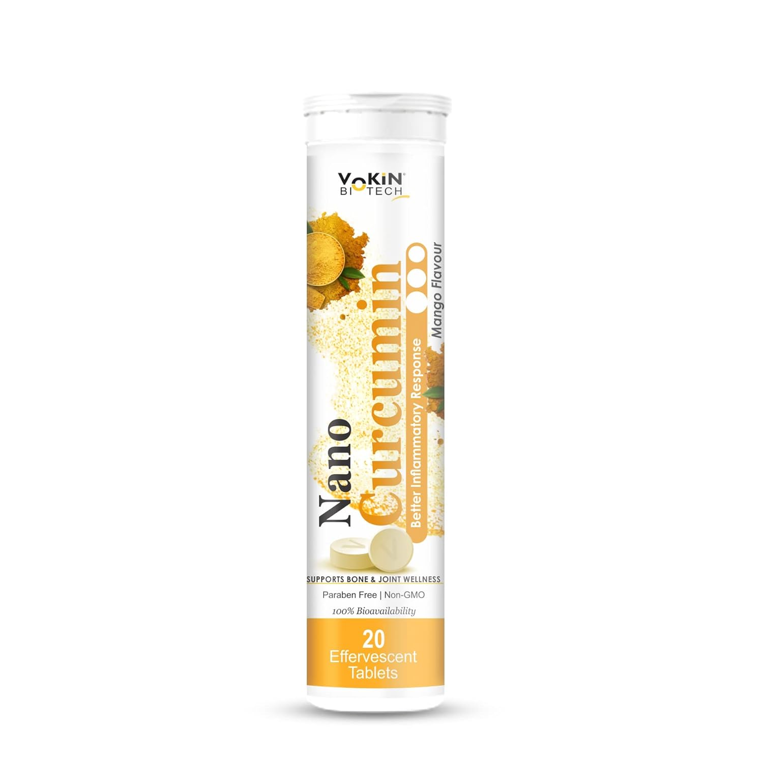 Vitamin supplement tube with 'Yakin Biotech' branding on a white background