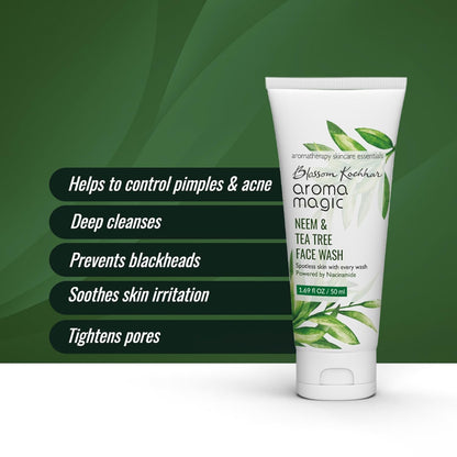 Aroma Magic Neem & Tea Tree Face Wash with 5% Niacinamide – Cleanser with Anti-Acne & Antibacterial Formula with Neem & Tea Tree Oil for Oily, Pimple-Prone Skin, 100ml