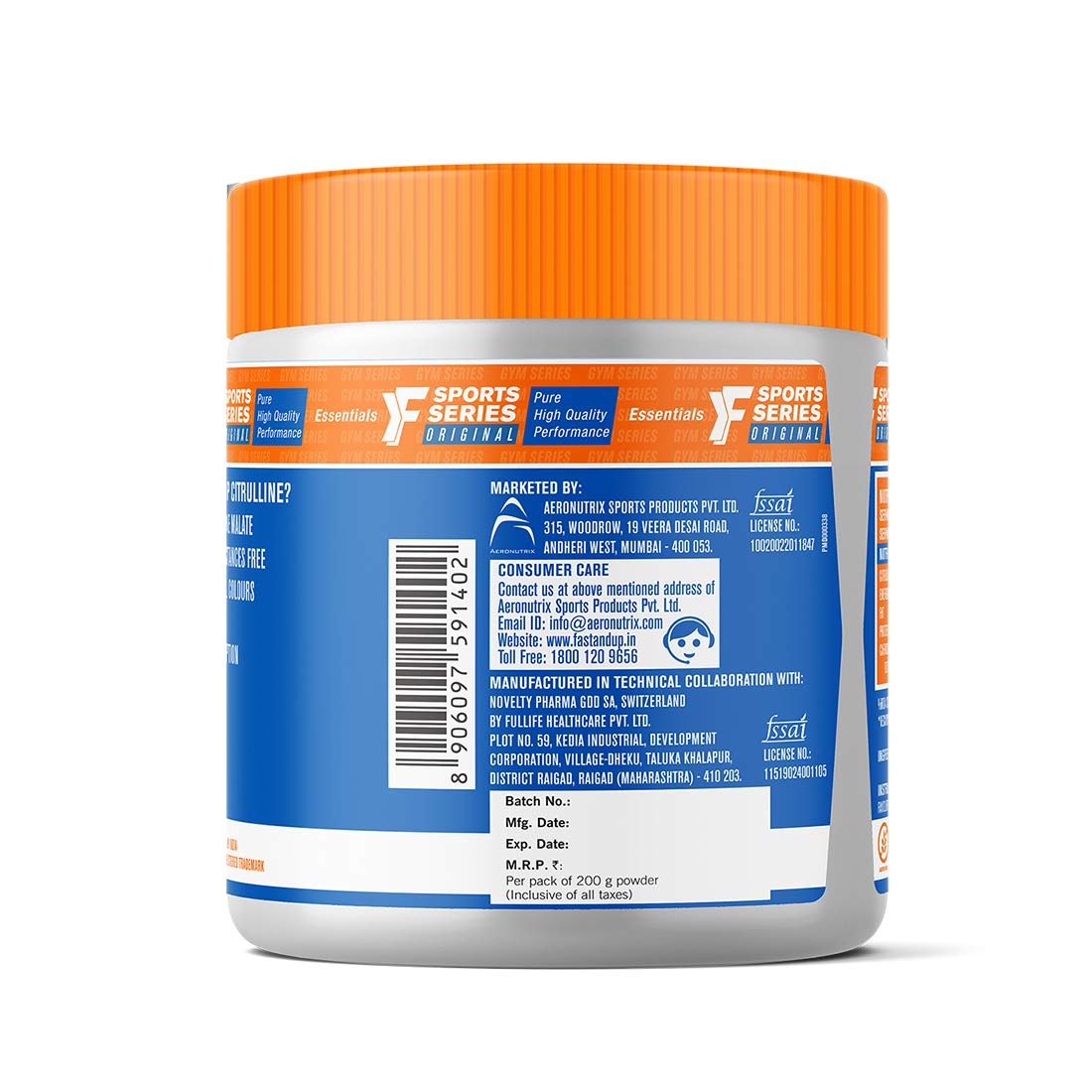 Fast&Up Citrulline (100 Servings) Citrulline Malate to Enhance Muscle Pump, Sustain Longer Workouts & Boost Recovery (Unflavored,Pack of 200 gm Powder)