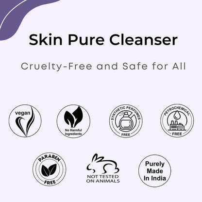 Aroma Treasrues Skin Pure Cleanser (100ml) – Deep Clean Makeup Remover for Pollution Defense | Lavender + Turmeric Enriched | Smooth, Fresh & Clean Skin | Paraben-Free Gentle Daily Cleanser
