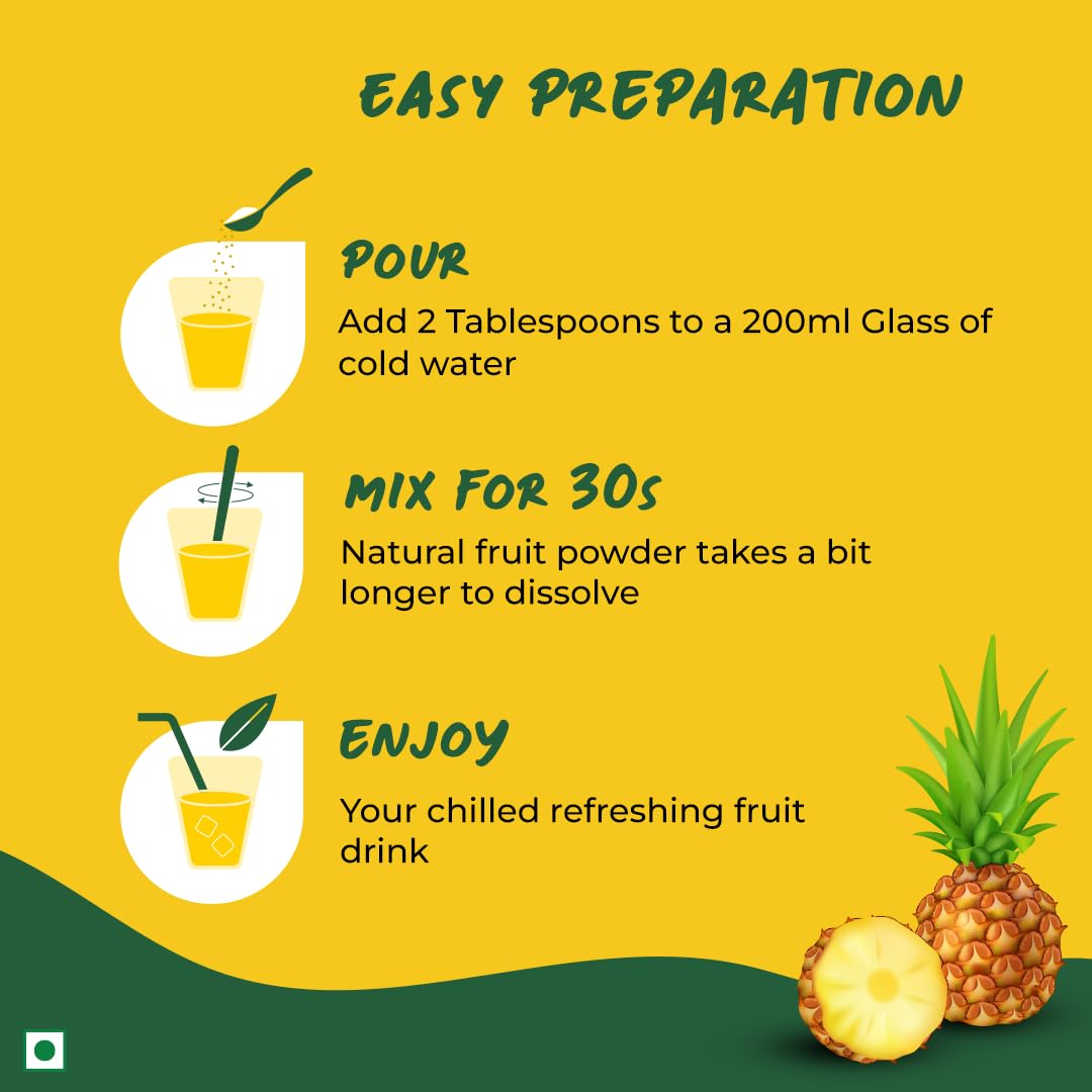 Good Monk Fruit Drink Mix (Natural Pineapple Powder), 50% Less Sugar with 8 Vitamins & Minerals (Vitamin B12, C, D, Iron & more) | Tasty & Healthy Drink Mix for Hydration, Energy, Immunity, 10 Serves