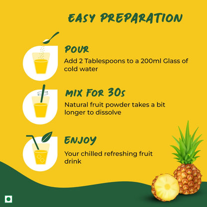 Good Monk Fruit Drink Mix (Natural Pineapple Powder), 50% Less Sugar with 8 Vitamins & Minerals (Vitamin B12, C, D, Iron & more) | Tasty & Healthy Drink Mix for Hydration, Energy, Immunity, 10 Serves