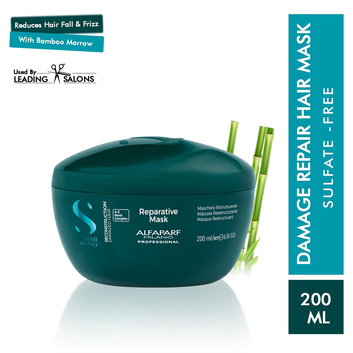 Alfaparf Milano Reparative Mask for Damaged Hair, Damage Hairfall Repair, Safe on Color, Bleach Leave-In Repair Hair Treated Hair, Repairs Bonds & Fiber - Sulfate, Paraben and Paraffin Free - Vegan Formula 200ML.
