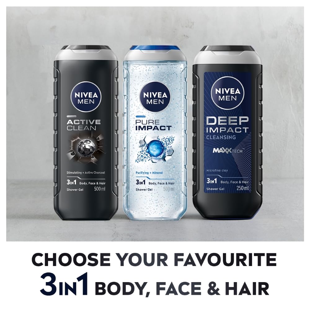 NIVEA MEN Active Clean Shower Gel,500 ml (Pack of 1)