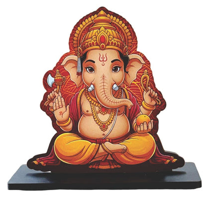 Wooden Shree Ganesha Idol | Spiritual Tabletop Showpiece for Home, Office Desk, Temple, Living Room Decor, Religious Gift Item (5.5 x 6 Inch)
