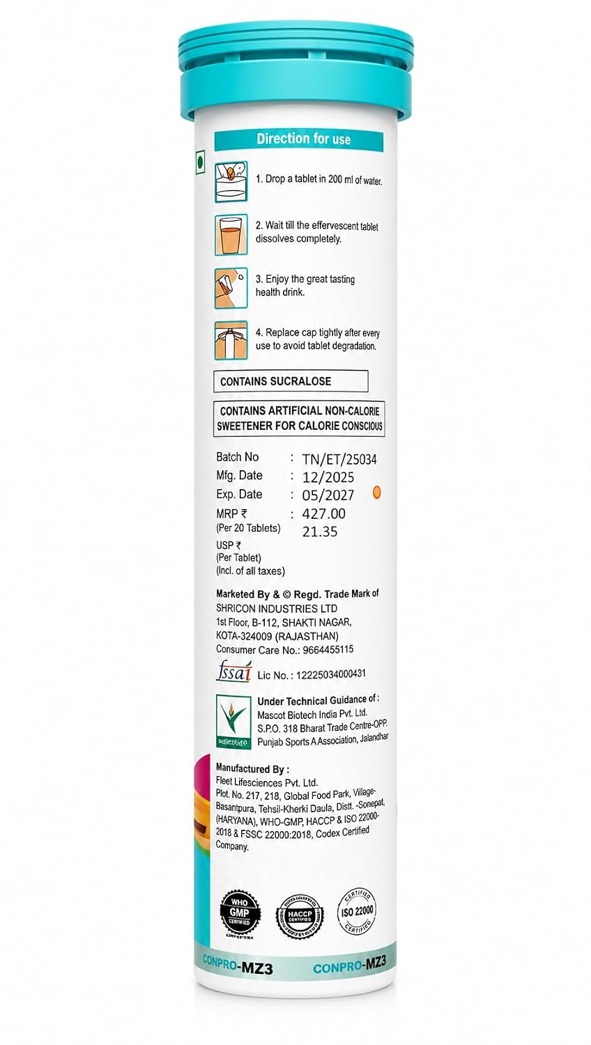 CONPRO MZ3 Magnesium, Zinc & Vitamin D3 Effervescent Tablets Orange