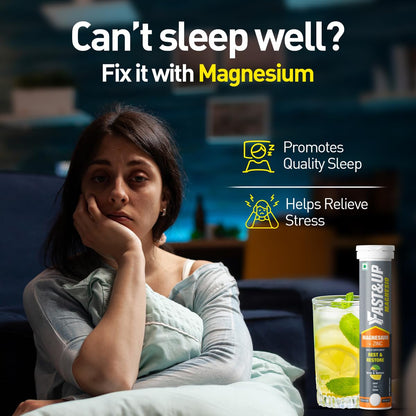 Fast&Up Magnesio - Magnesium and Zinc for Muscle Health and Stress - 20 Effervescent Tablets - Lime and Lemon Flavor