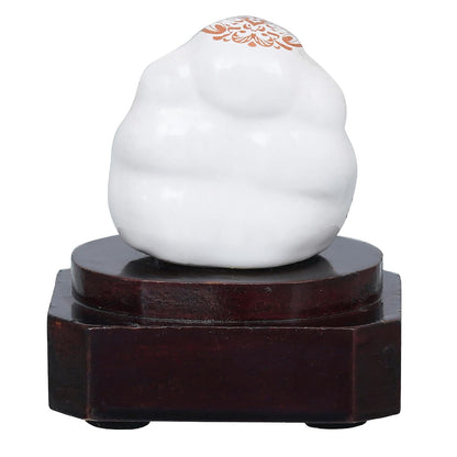 Handcrafted Polyresin White & Orange Lord Ganesha Idol for Home, Temple, Pooja Room, Office, and Car Dashboard - Divine God Idol Perfect for Diwali, Ganesh Chaturthi, Birthday Gift Giving