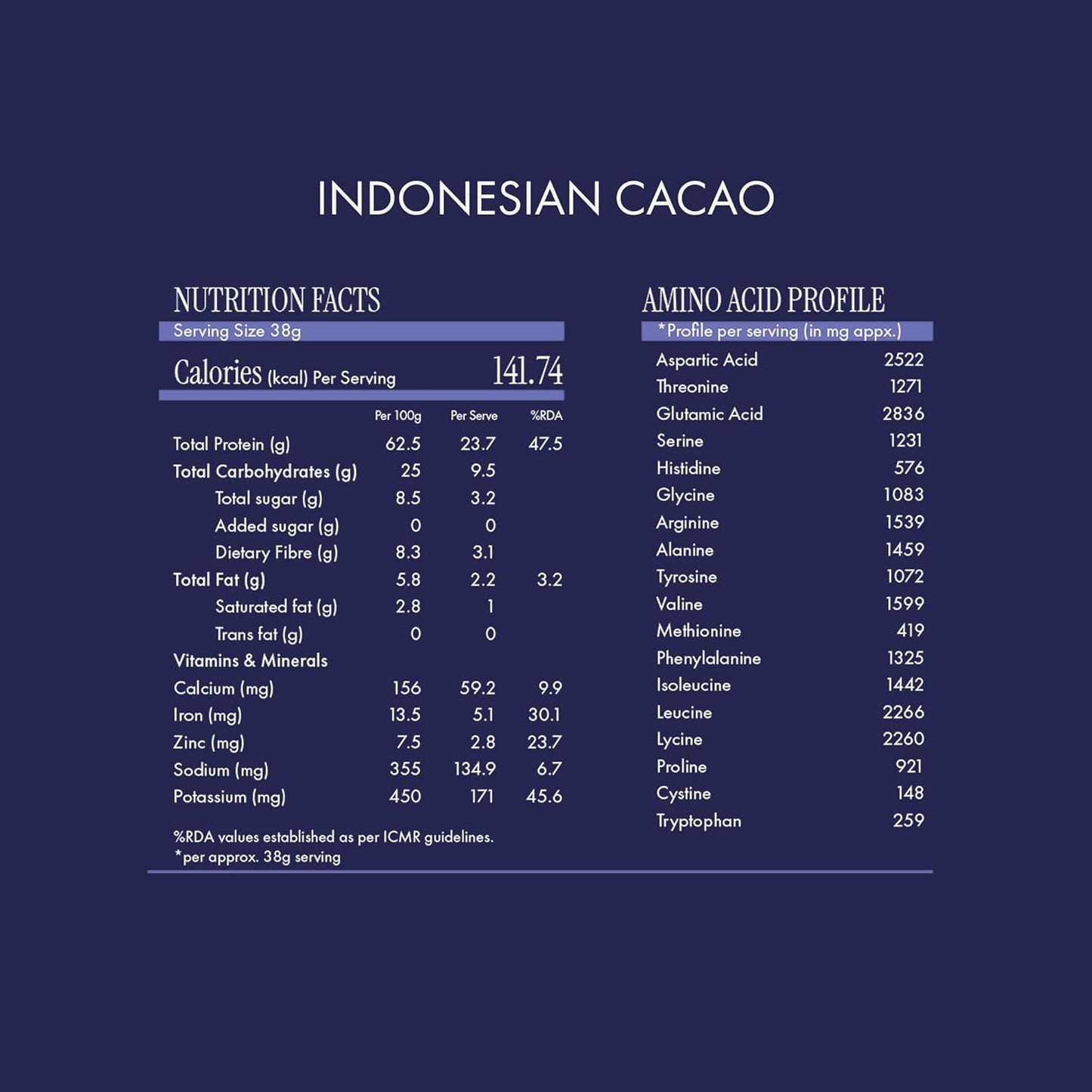 Cosmix Fermented Yeast Protein Powder | 24g Protein | Pure Single-Source Plant Protein | Made In-House | Smooth, Crazy tasty & Gut-Friendly | Indonesian Cacao, 500g Pouch