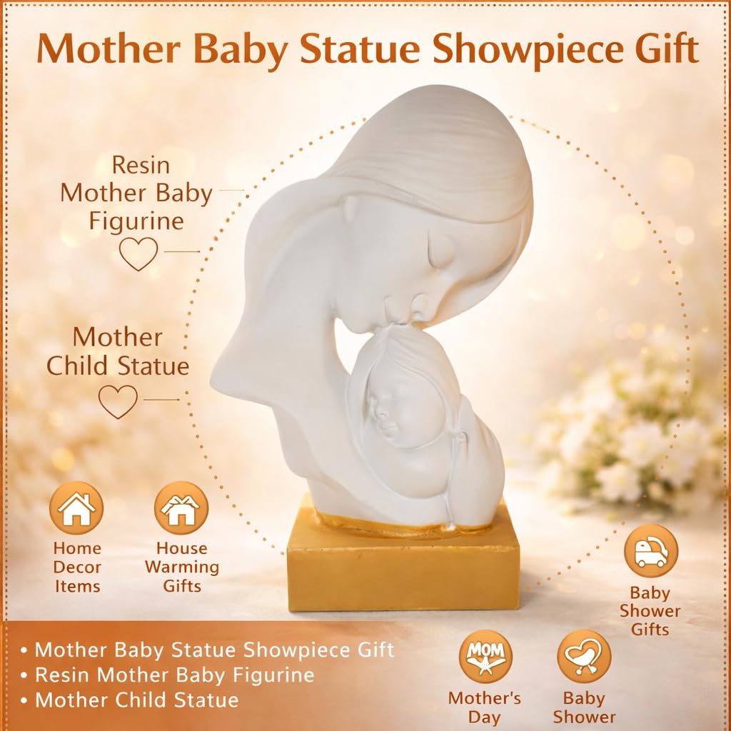 CraftVatika Mother Baby Statue Showpiece Gift, Mother Baby Figurine, motherr Child Statue, Home Decor Items, House Warming Gifts Mother's Day, Baby Shower Gifts for Mom to be