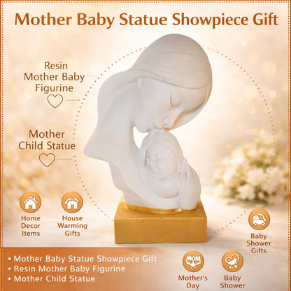 CraftVatika Mother Baby Statue Showpiece Gift, Mother Baby Figurine, motherr Child Statue, Home Decor Items, House Warming Gifts Mother's Day, Baby Shower Gifts for Mom to be