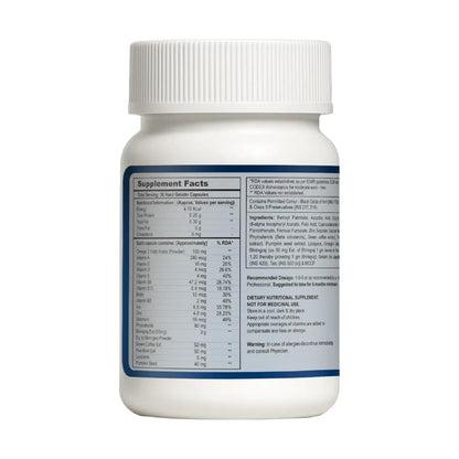 Supplement bottle with label on a white background