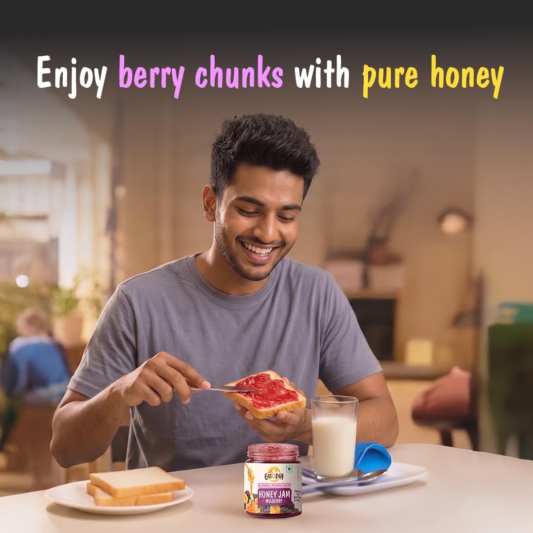 Eatopia Mulberry Honey Jam, 70% Berries, Pack of 1 (240g)