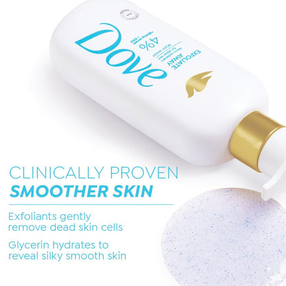 DOVE Exfoliate Away Serum Body Wash, 300 ml, for Refined and Silky Skin, with 4% Refining Serum + AHA, Dermatologist Co-Created, Paraben & SLS Free