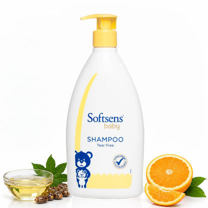 Softsens Baby Tear-Free Shampoo 500ml | Enriched with Castor Oil | Ultra-Mild,Dermatologically, Hypoallergenic, Paraben & Sulfate-Free Formula for Babies